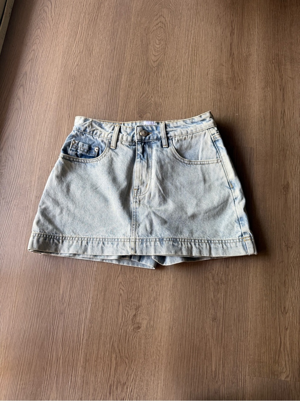 Princess Polly Light Wash Denim Mini Skort
